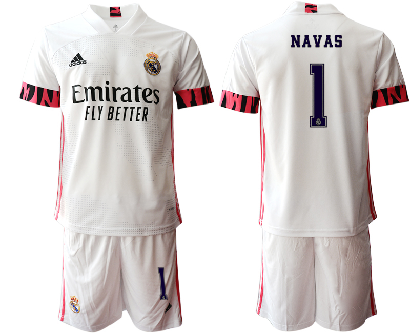 Men 2020-2021 club Real Madrid home #1 white Soccer Jerseys2->real madrid jersey->Soccer Club Jersey